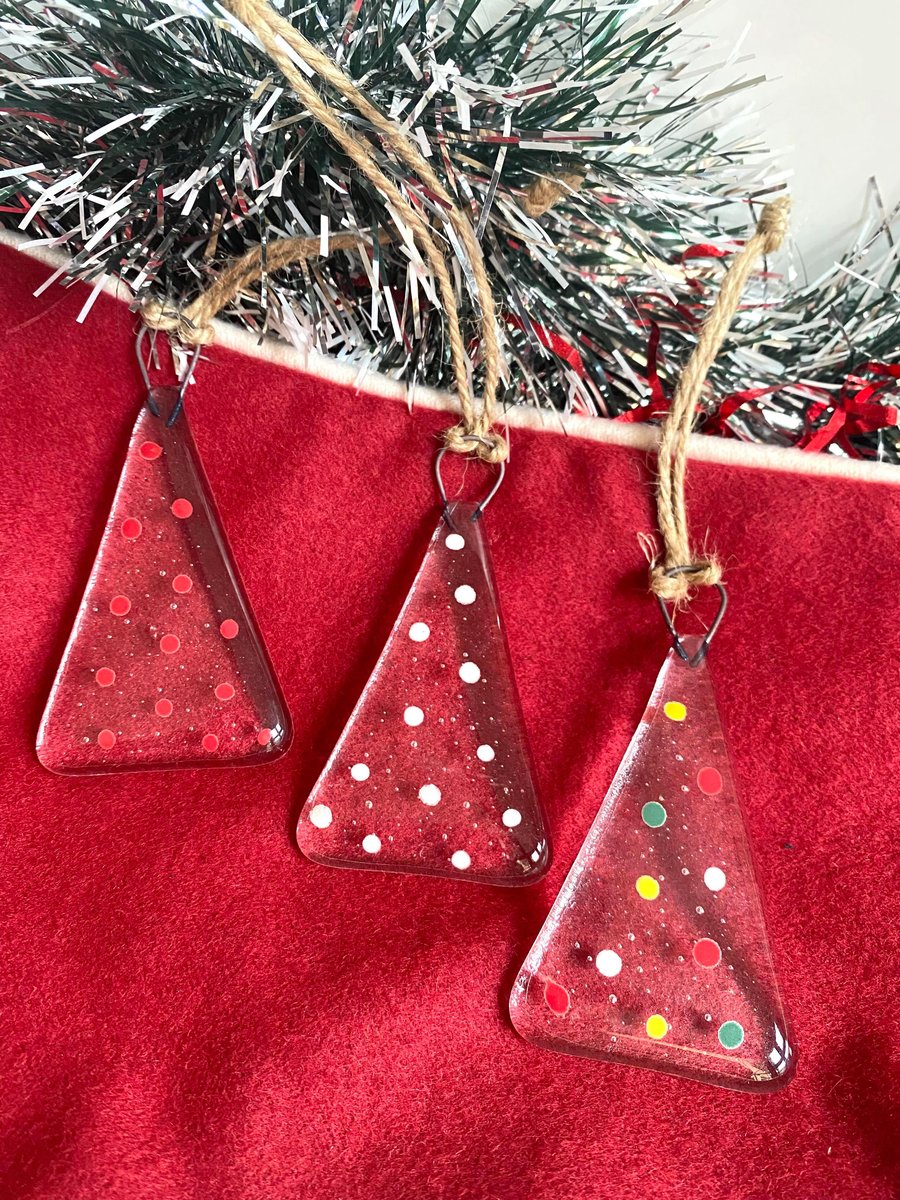 Fused Glass Christmas Tree Deceorations Clear