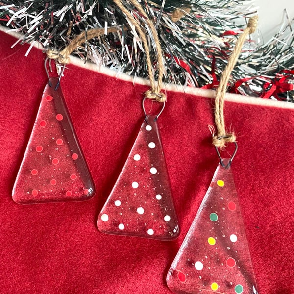 Fused Glass Christmas Tree Deceorations Clear