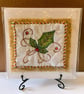Holly Leaf swirl  Textile Christmas Card - Image 1