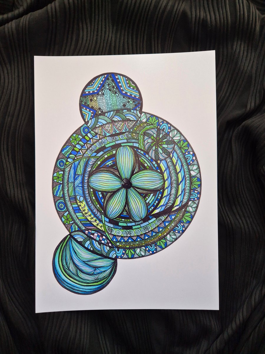 Mandala Zentangle A4 Unframed Art Print - Trust, then Grow