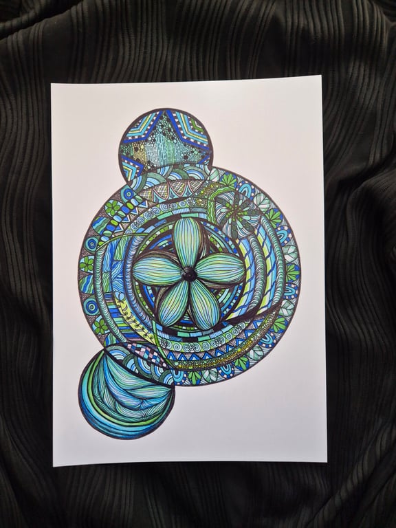 Mandala Zentangle A4 Unframed Art Print - Trust, then Grow