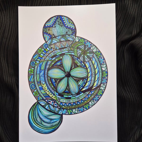 Mandala Zentangle A4 Unframed Art Print - Trust, then Grow