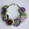 Purple and lime green button bracelet