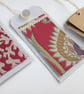 3 Gift Tags - red and gold vintage silk and lace, reclaimed curtain textiles  - Image 3