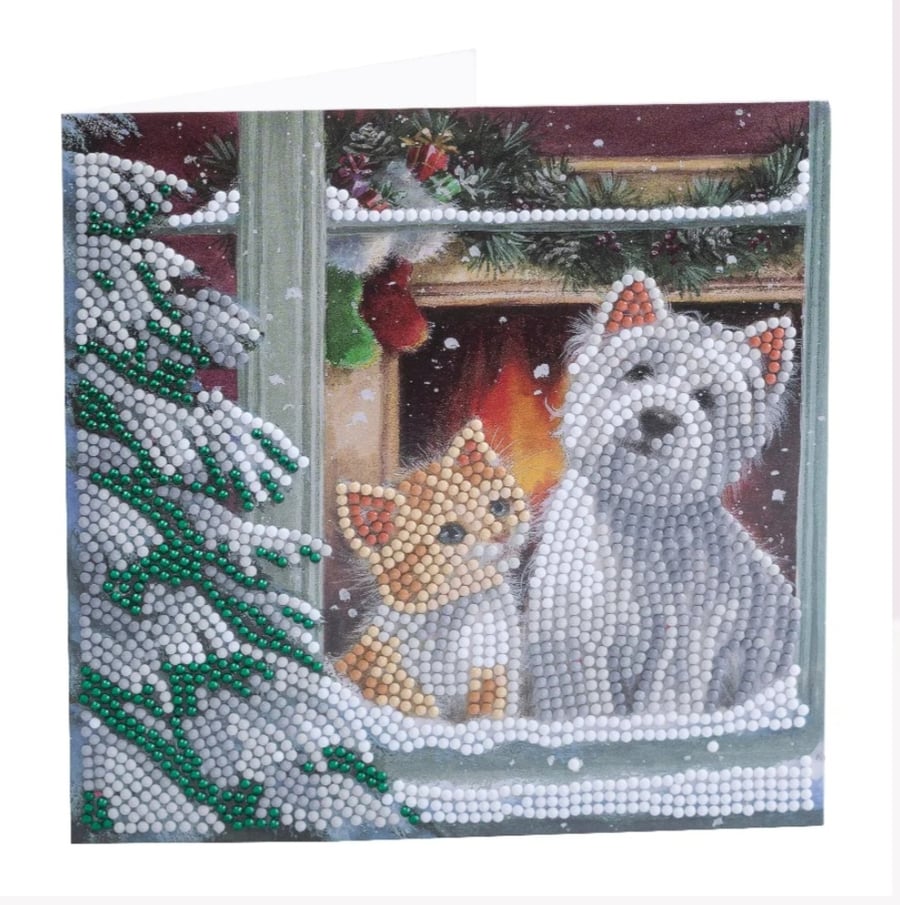 Dog and cat diamond painting card kiy