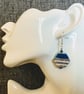 Blue stripe hexagon wood earrings - Image 3