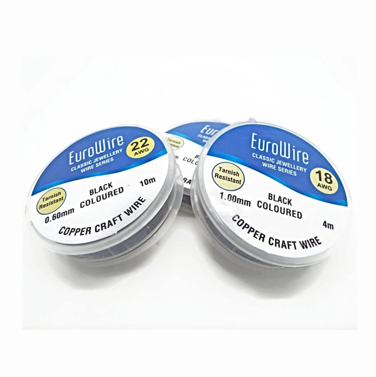 0.8mm Black Copper Wire with an Anti Tarnish Coating, 6 Metre Coil, 20 Gauge