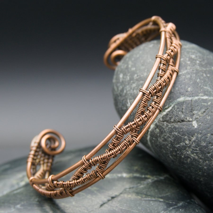 Copper Wire Weave Cuff - Twisted Braid