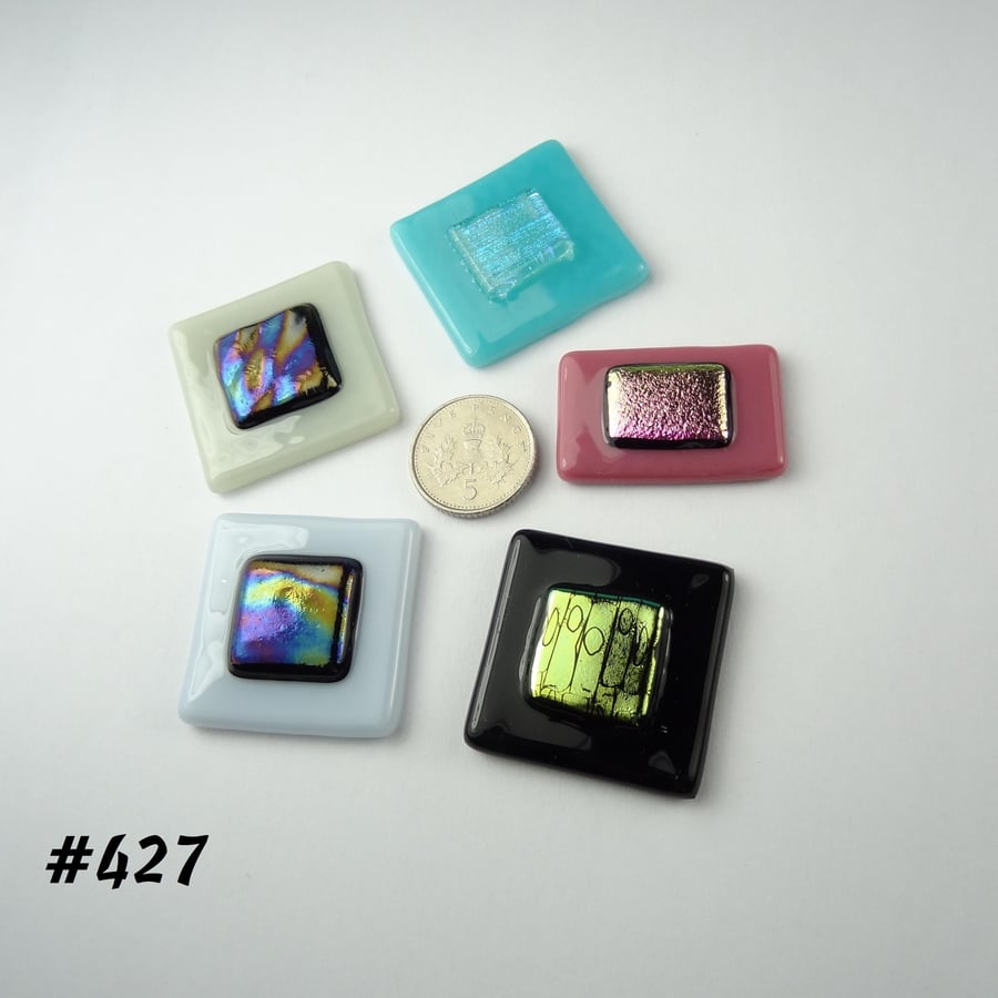 5 mixed art glass cabochons for jewellery making, wire wrapping, arts (427)