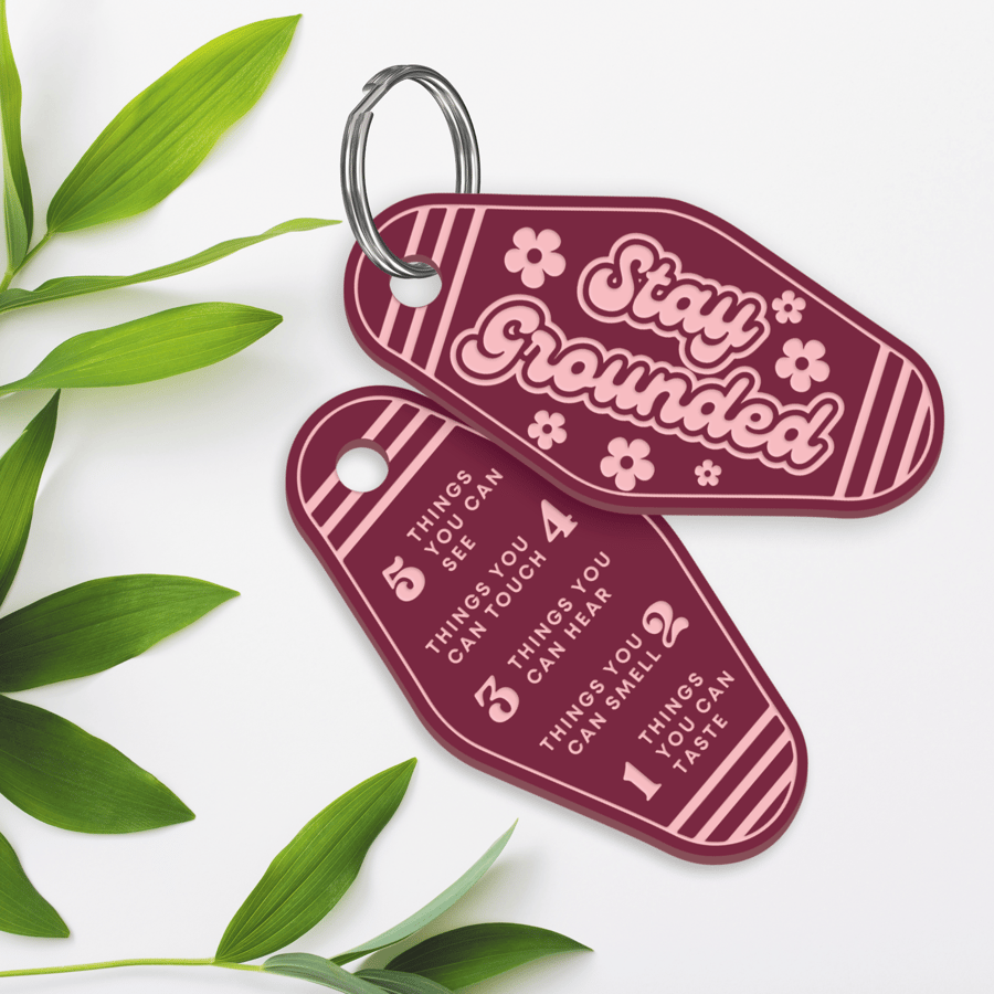Stay Grounded - Flowers Keyring: Anxiety Grounding Mindful Well-being Keychain