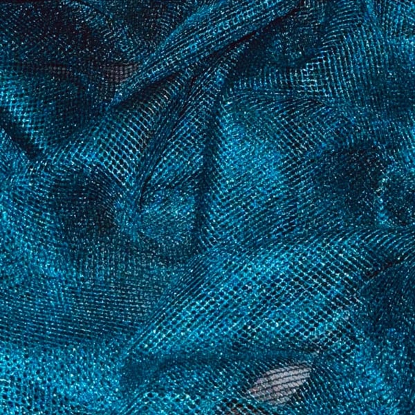 Kingfisher Blue Fishnet Chainmail Mesh Net Fabric 58'' PRICE PER METER