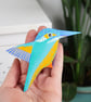 Kingfisher wall hangings, set of 2 flying miniature birds, British birds. - Image 4