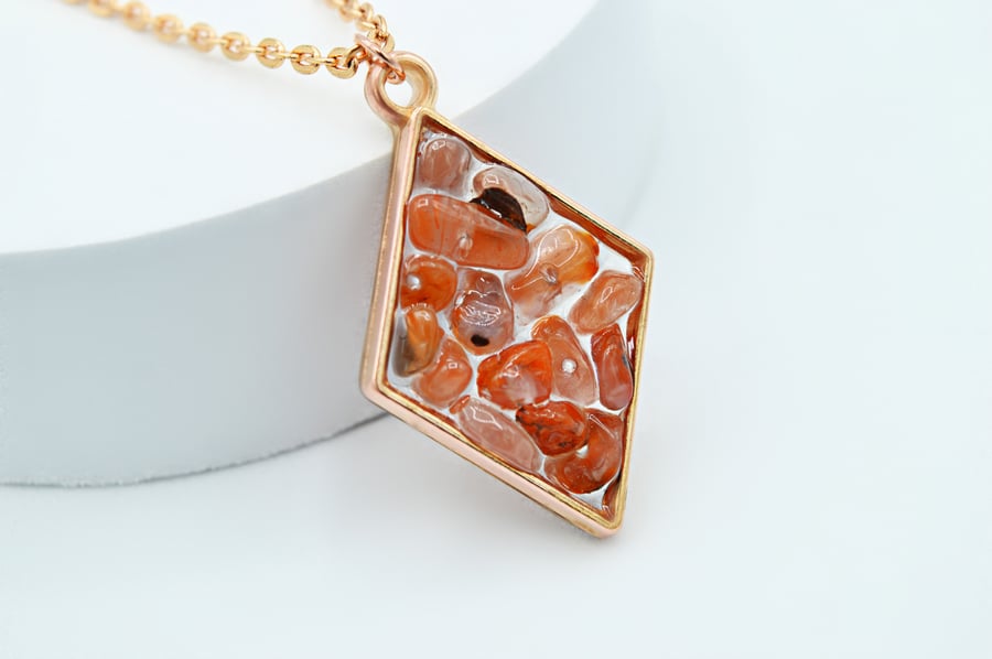 Red Orange Carnelian Diamond shaped Worry Stone... - Folksy