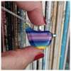  'Rainbow Wren of Hope' glass pendant with pinky mauve
