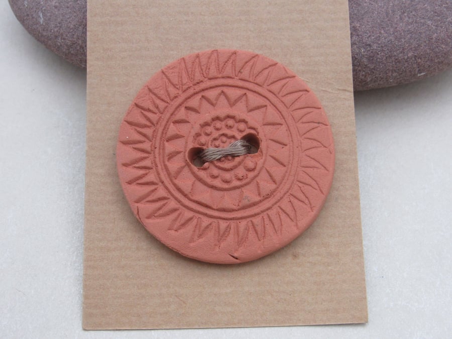 Large Sun Pattern Terracotta Button
