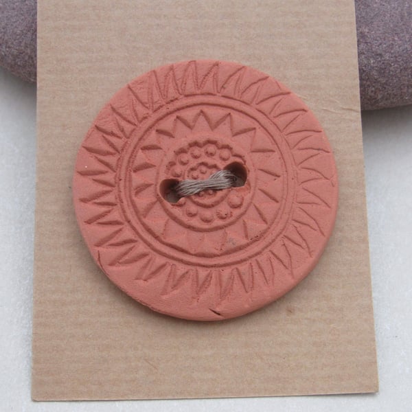 Large Sun Pattern Terracotta Button