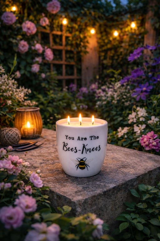 Ceramic 'You are the bees knees' Citronella & Lemongrass garden candle