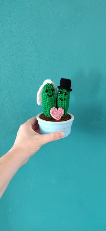 Crochet Cactuses Wedding Gift, Unique Wedding Decorations, Bride and Groom Weddi