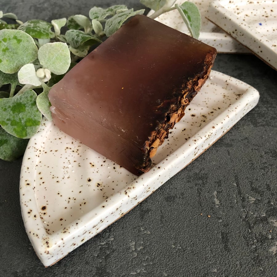 Ceramic soap dish - white fleck