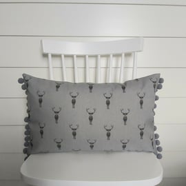 Sophie Allport Stag Cushion with Grey Pom poms