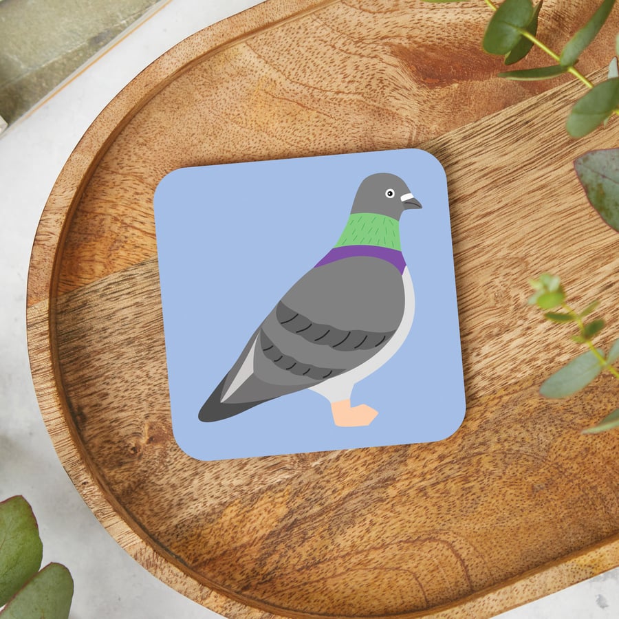 Pigeon Coaster, Bird Drinks Mats, Nature Homewares, Urban Birds, Rock Dove