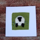 Sheep needle felt wool card, Easter card, birthday card, get well card
