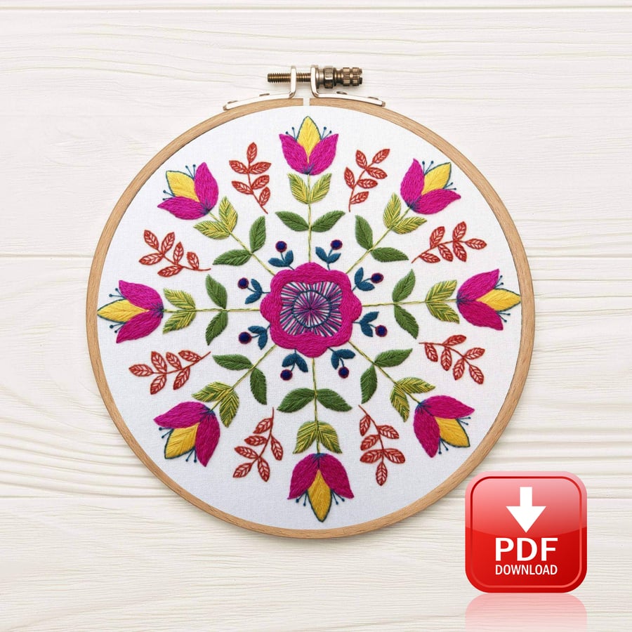 Florally Floral Hand Embroidery PDF Pattern