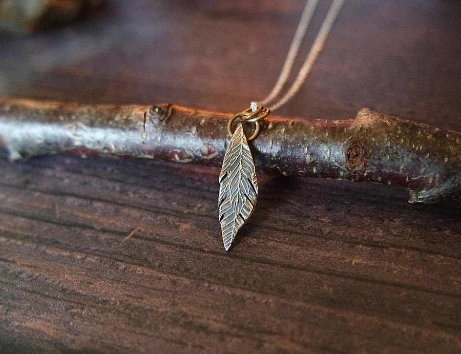 Feather Necklace, Sterling Silver, Fine Silver, Boho Necklace