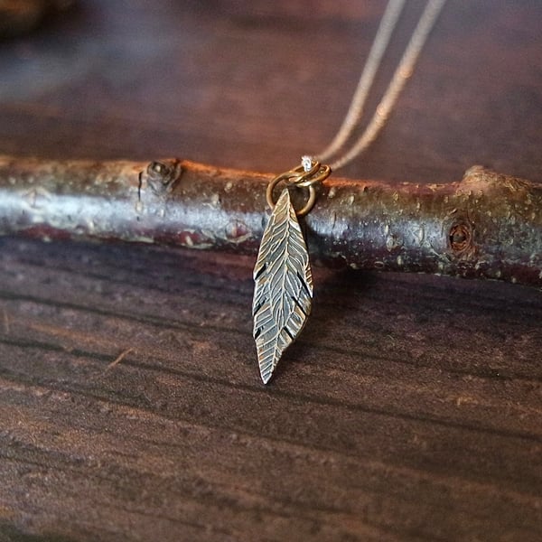 Feather Necklace, Sterling Silver, Fine Silver, Boho Necklace