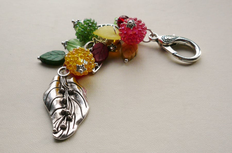 Handbag Charm Red Yellow Green Leaf and Berry Themed   KCJ1608