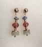 Gemstone earrings, Tanzanite, strawberry quartz & beryl. - Image 9