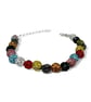 Colorful Rhinestone Bracelet, Round Bead Statement Piece, Handmade Arm Candy