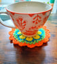 ultra bright neon crochet mandala flower coasters, doilies - Image 8