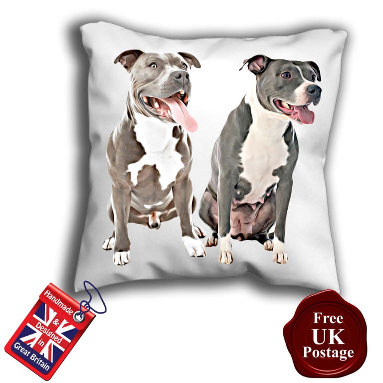 Staffordshire bull terrier blue Cushion Cover, Staffie Cushion, 