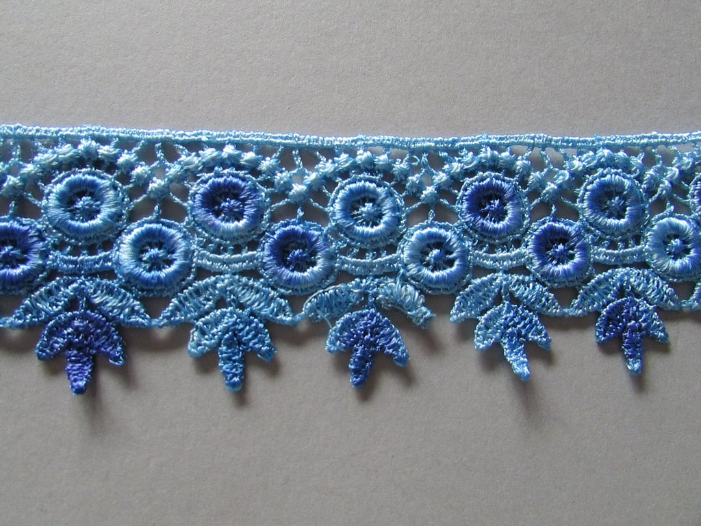 Blue Ombre Venise Guipure Lace sold by the metre