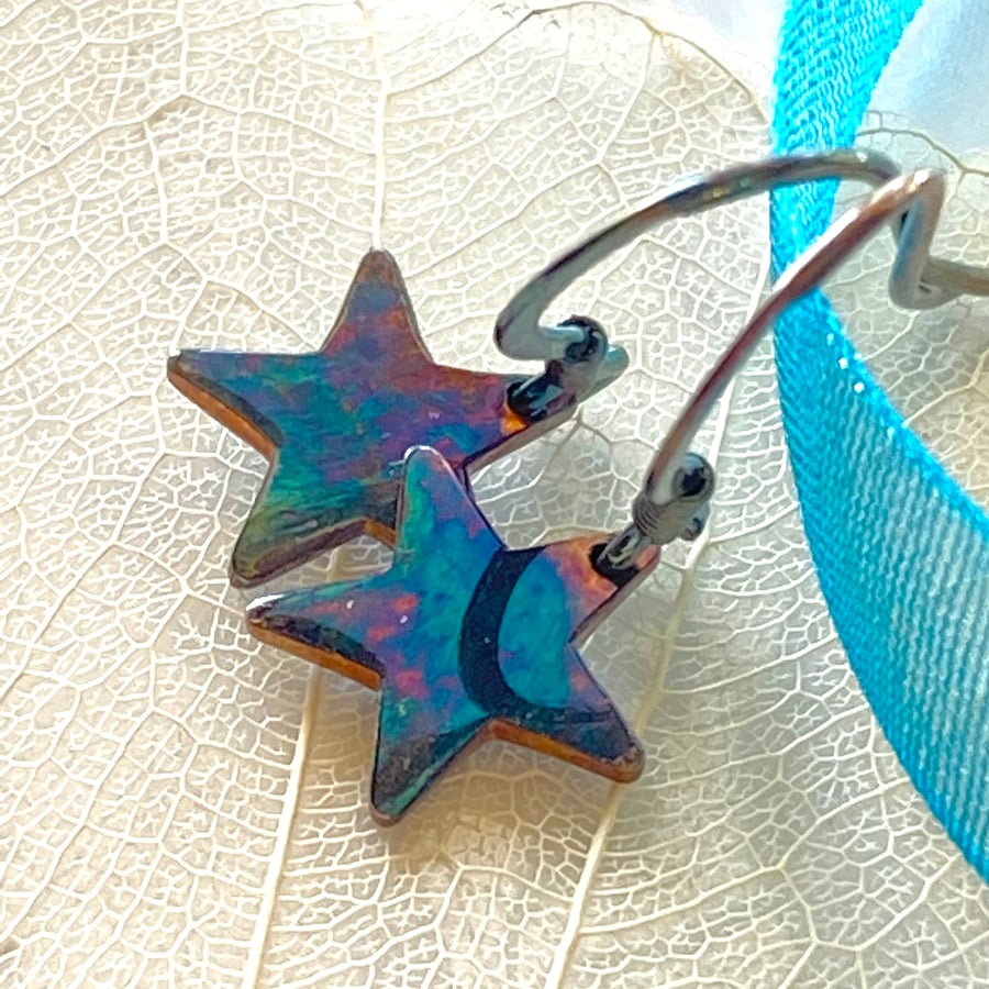 925 Oxidised Silver Super Star Dangle and Drop Earrings, sterling silver.