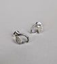 Double leaf sterling silver stud earrings with printed and hammered texture