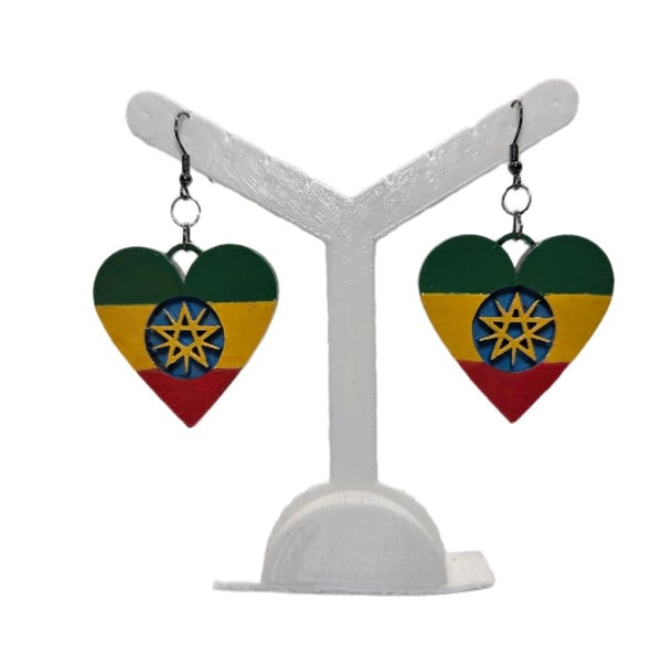 Ethiopian flag earrings, love Ethiopia,   loveheart jewellery, african queen, 