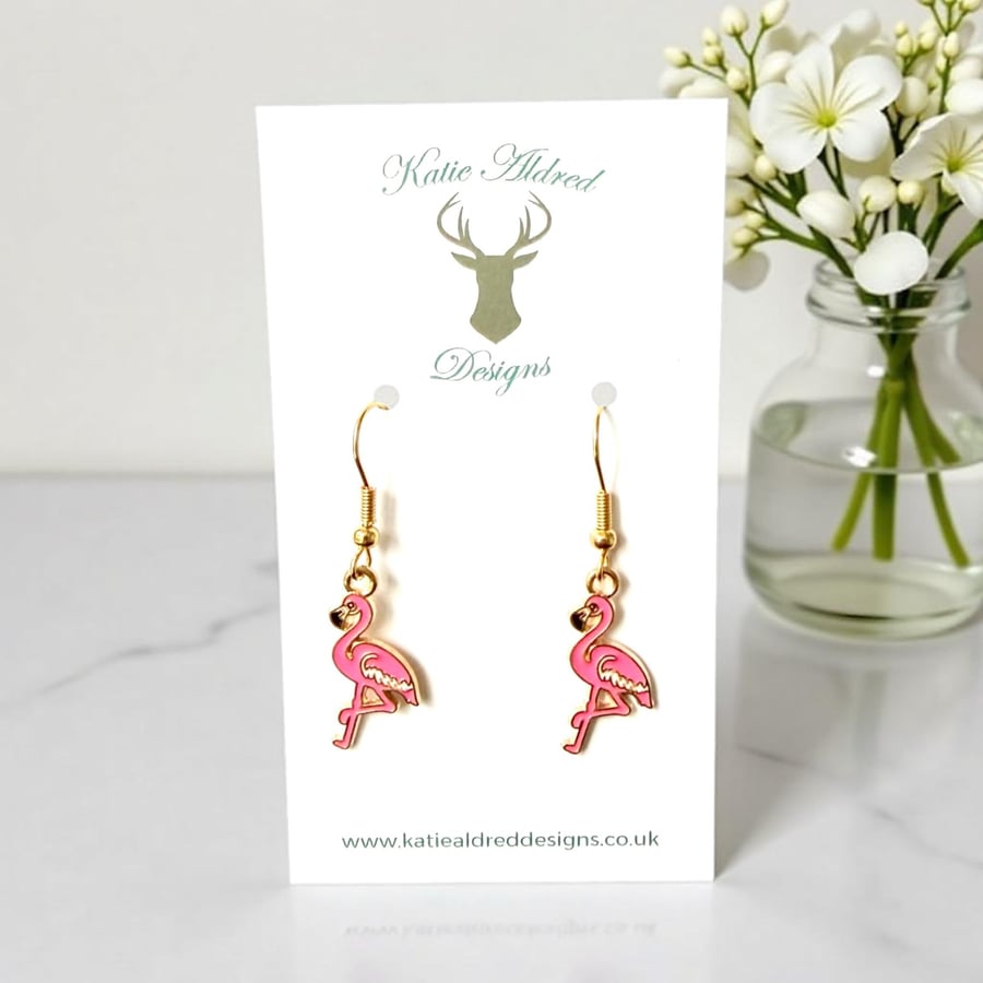 Image of Charm Earrings - Large Flamingo