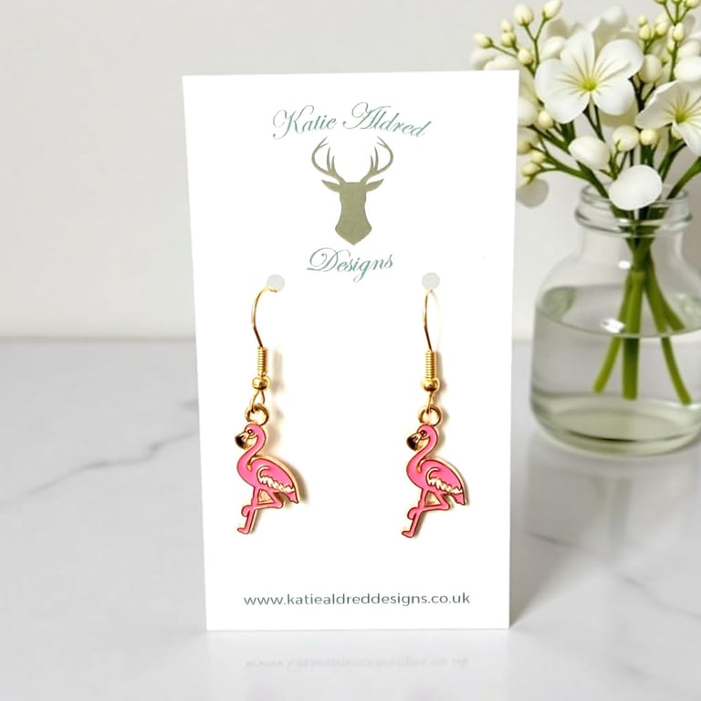 Charm Earrings - Large Flamingo