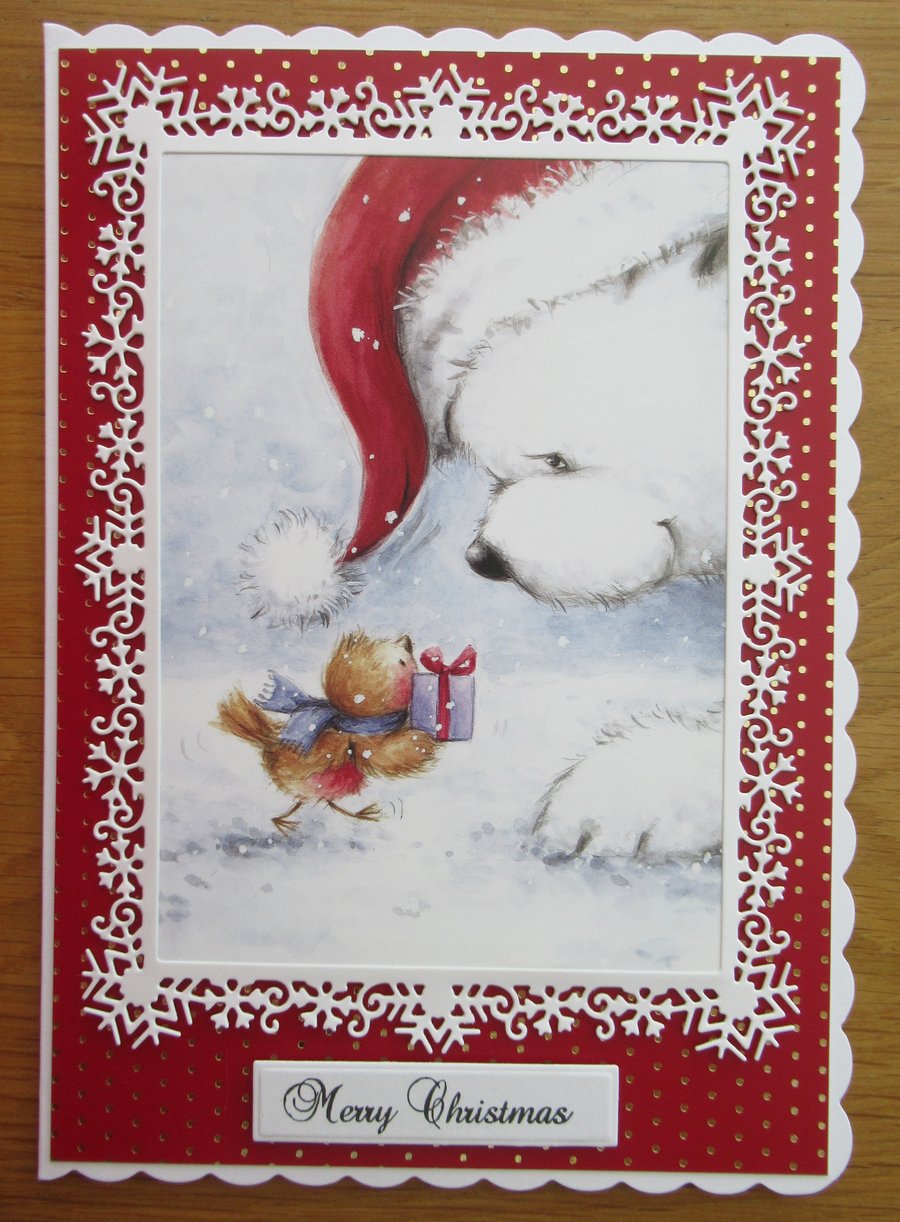 A5 Polar Bear & Robin - Christmas Card