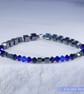 Swarovski and Hematite stretch beaded bracelet blue black - Image 1