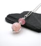 pink sphere lampwork glass pendant necklace - Image 2