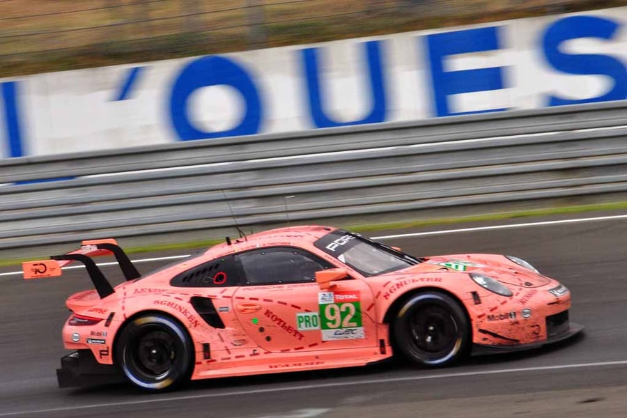 Porsche 911 RSR Pink Pig 24 Hours of Le Mans 2018 18"X12" Print