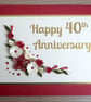 40th ruby wedding anniversary congratulations card - quilled, unique - Image 2