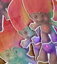 Holographic 90s Retro Red Hair Toy - Vintage Novelty Vinyl Sticker - Image 2