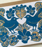 Blue Violets & Birds Card