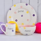 Personalised Spotty Dotty Dinner Set