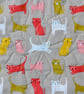 Quilted Fabric storage box with Cats and Coral Fabric - Image 7
