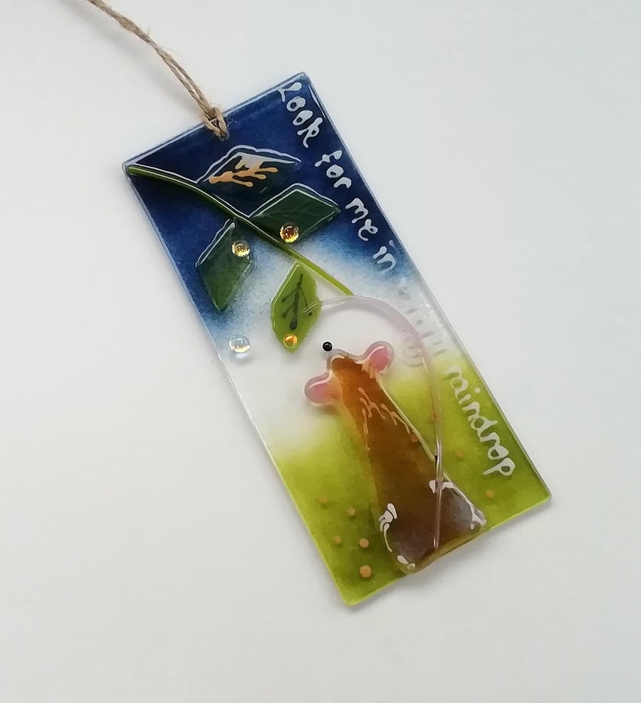 Cottagecore dormouse, uplifting quote suncatcher, nursery decoration, new baby g